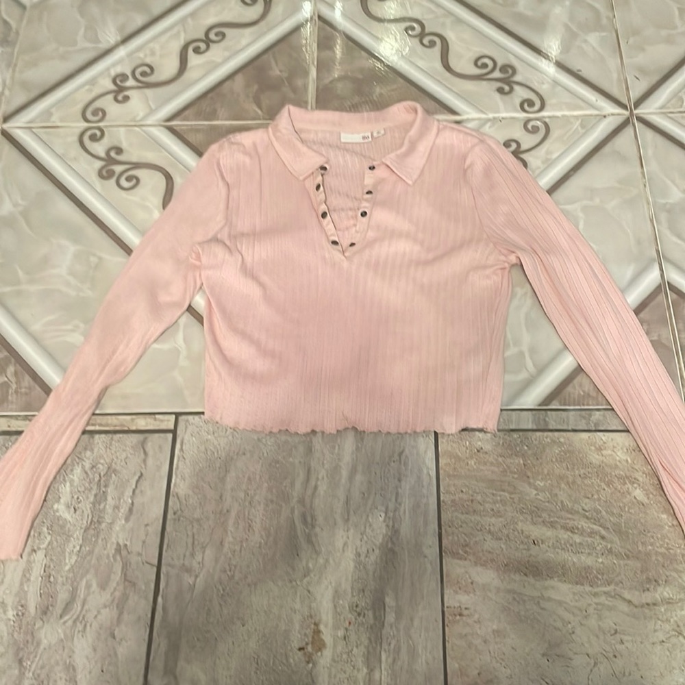 Long sleeve, pink, crop top